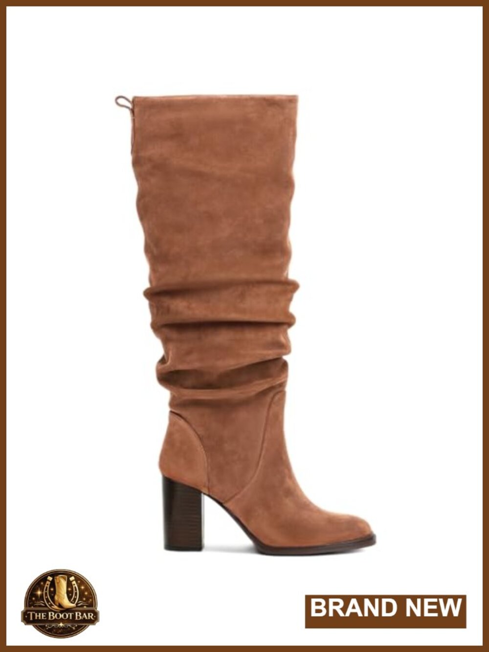 Faux Suede Knee High Slouch Boots Chunky Heel Zip Women Fall Winter